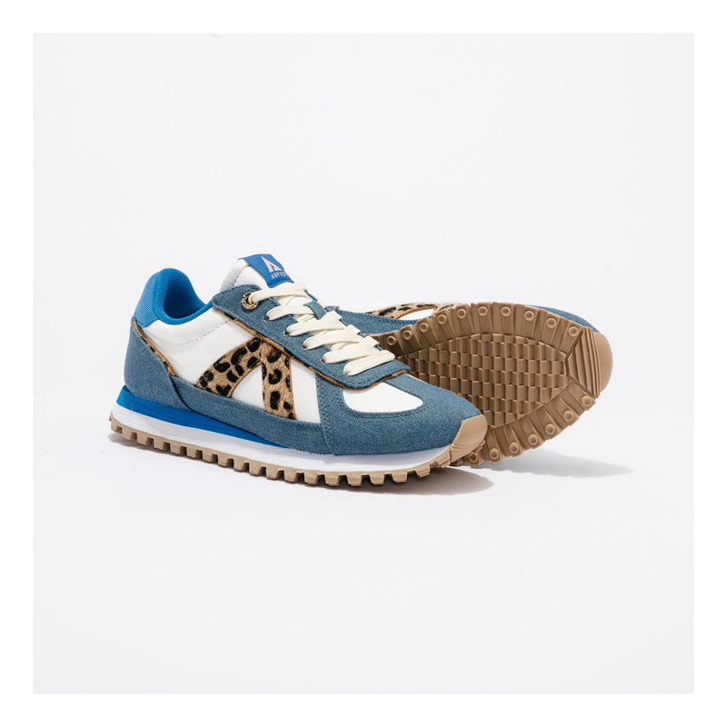 Sneakers Gate Denim-Leopard-Pony Hair-Tan