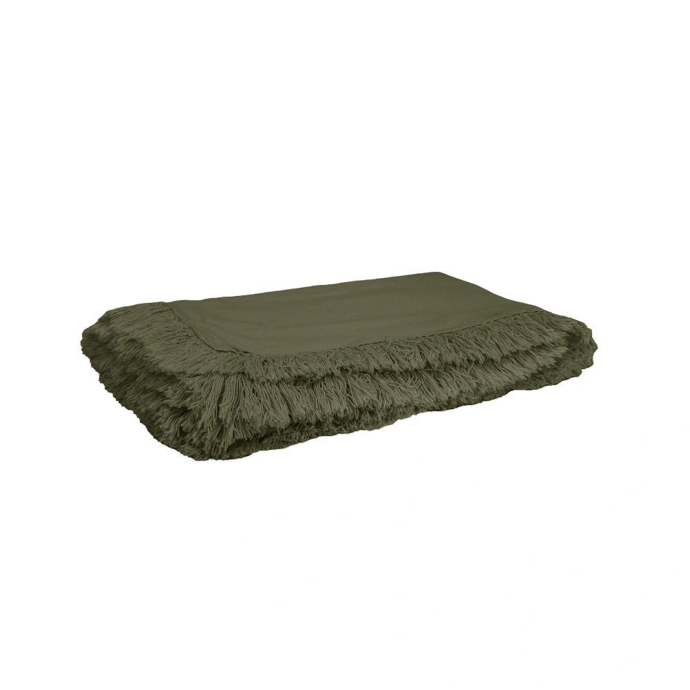 Manta con Flecos Bimaterial Gatsby - Color Kaki