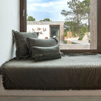 Manta con Flecos Bimaterial Gatsby - Color Kaki