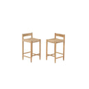 Set of 2 Bar Stools - Teva - Acacia Wood & Resin Rattan - H66Cm
