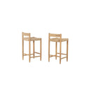 Set of 2 Bar Stools - Teva - Acacia Wood & Resin Rattan - H66Cm