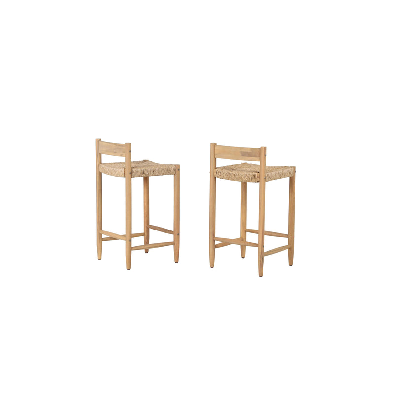 Set of 2 Bar Stools - Teva - Acacia Wood & Resin Rattan - H66Cm