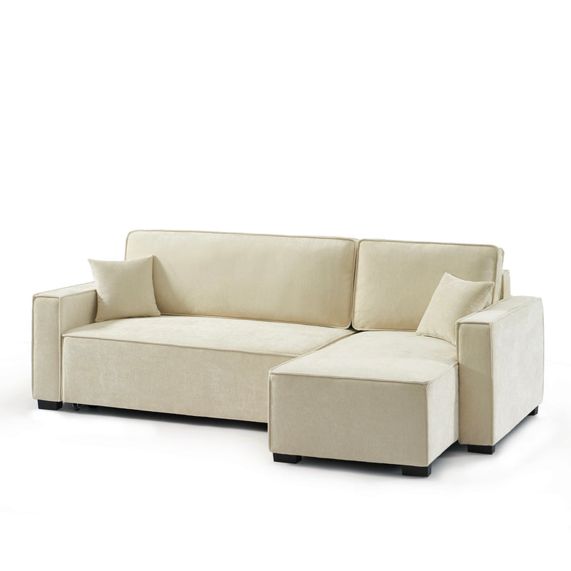 Canapé D'Angle Convertible & Réversible - Gavi - 4 Places - Tissu - Beige