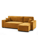 Canapé D'Angle Convertible & Réversible - Gavi - 4 Places - Tissu - Jaune Moutarde