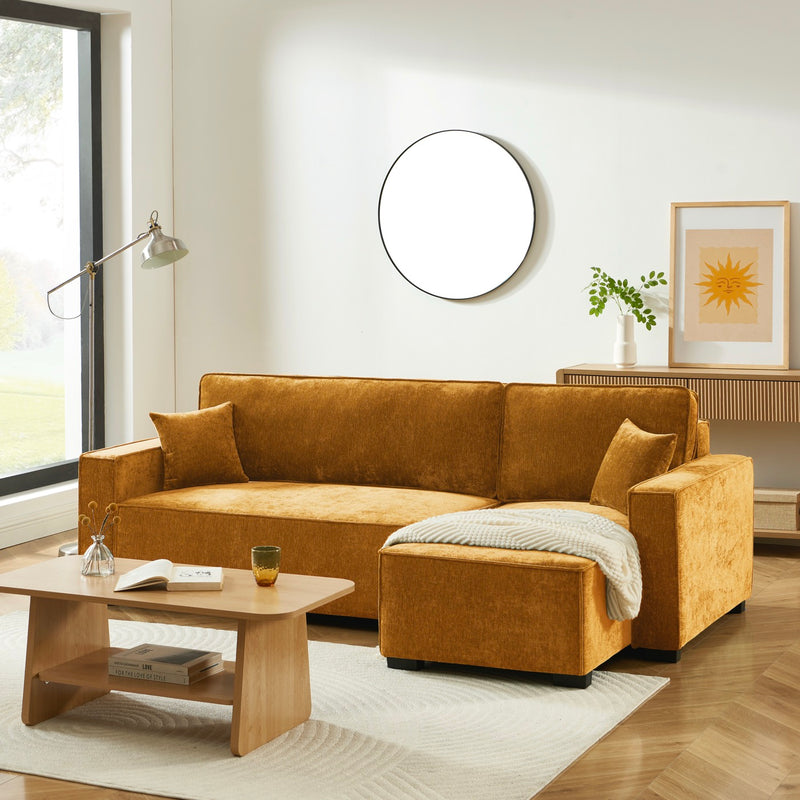 Canapé D'Angle Convertible & Réversible - Gavi - 4 Places - Tissu - Jaune Moutarde