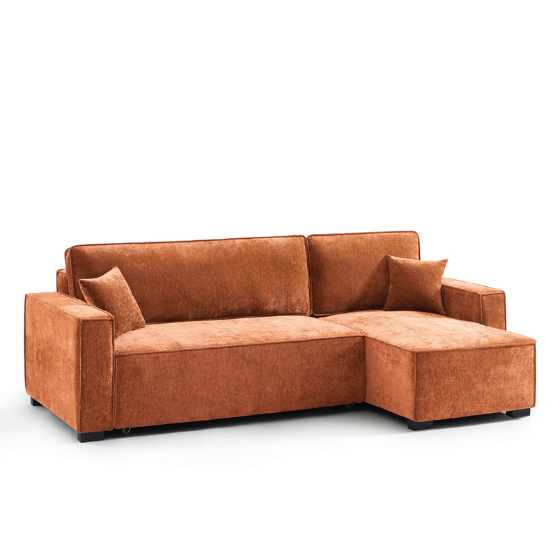 Canapé D'Angle Convertible & Réversible - Gavi - 4 Places - Tissu - Terracotta