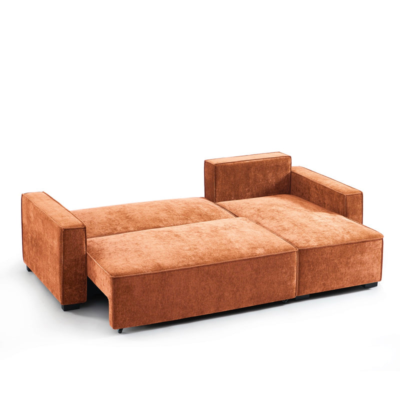 Canapé D'Angle Convertible & Réversible - Gavi - 4 Places - Tissu - Terracotta
