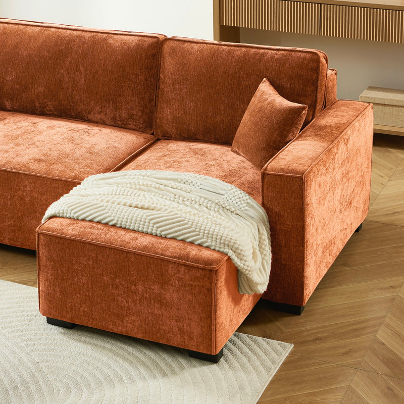 Canapé D'Angle Convertible & Réversible - Gavi - 4 Places - Tissu - Terracotta