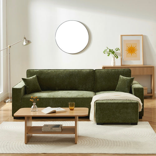 Canapé D'Angle Convertible & Réversible - Gavi - 4 Places - Tissu - Vert