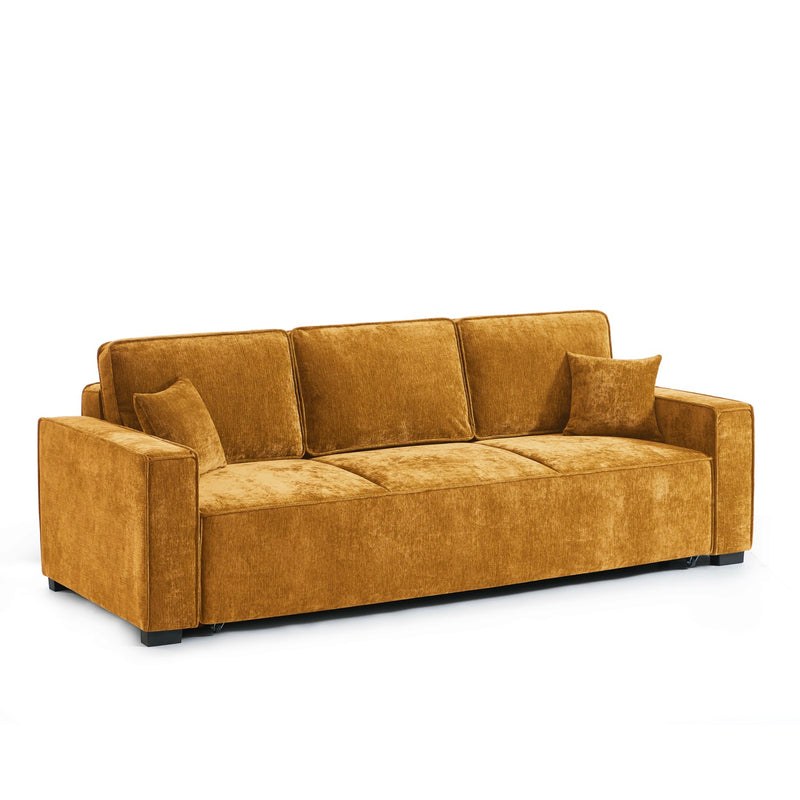 Canapé Droit Convertible - Gavi - 3 Places - Tissu - Jaune Moutarde