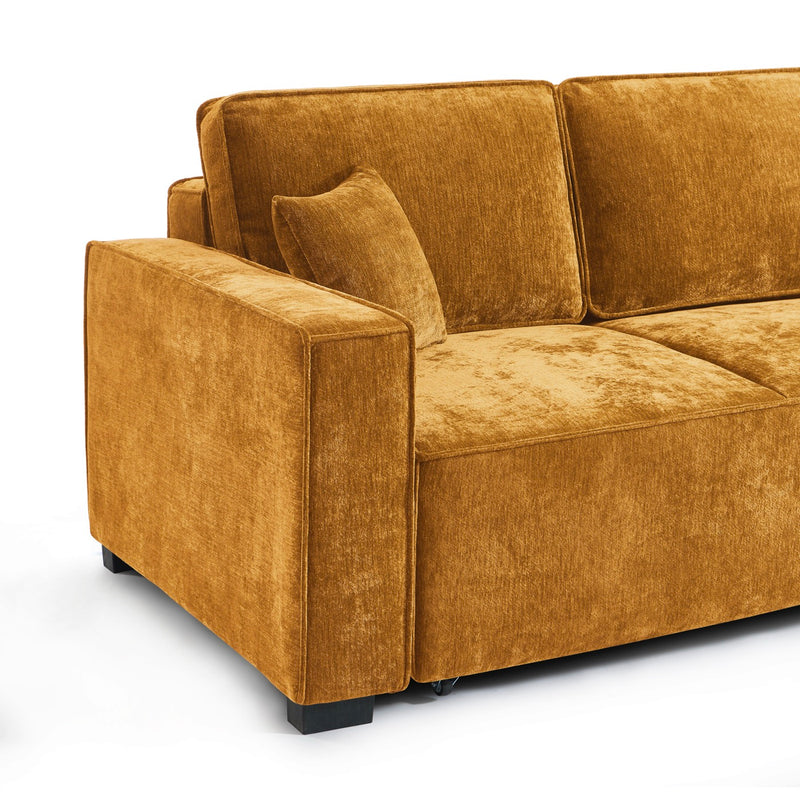 Canapé Droit Convertible - Gavi - 3 Places - Tissu - Jaune Moutarde