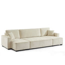 Canapé Panoramique Convertible - Gavi - 6 Places - Tissu - Beige