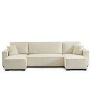 Canapé Panoramique Convertible - Gavi - 6 Places - Tissu - Beige