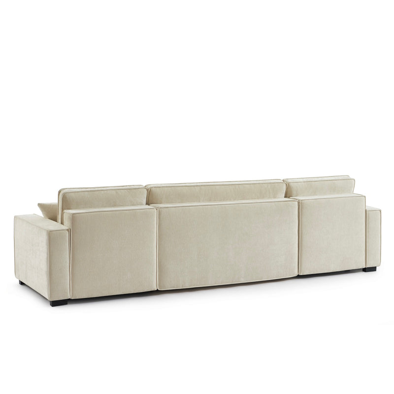 Canapé Panoramique Convertible - Gavi - 6 Places - Tissu - Beige