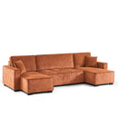 Canapé Panoramique Convertible - Gavi - 6 Places - Tissu - Terracotta