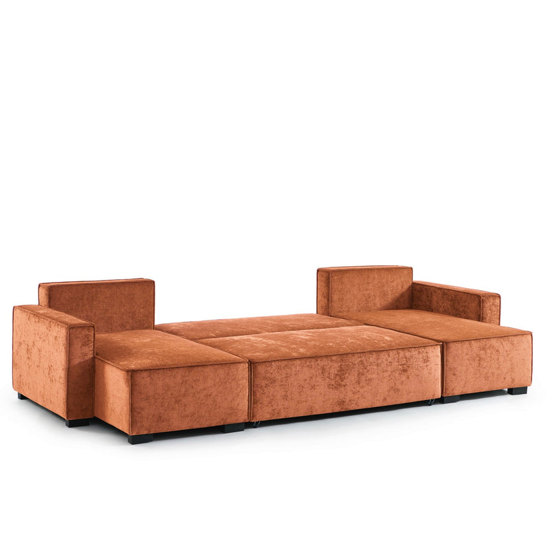 Canapé Panoramique Convertible - Gavi - 6 Places - Tissu - Terracotta