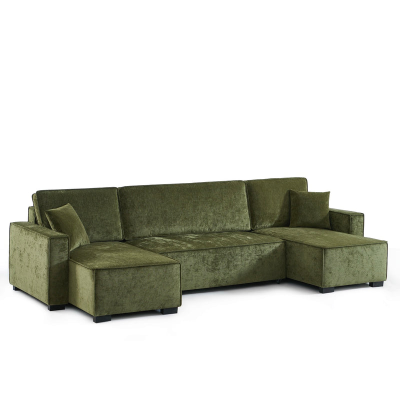 Canapé Panoramique Convertible - Gavi - 6 Places - Tissu - Vert