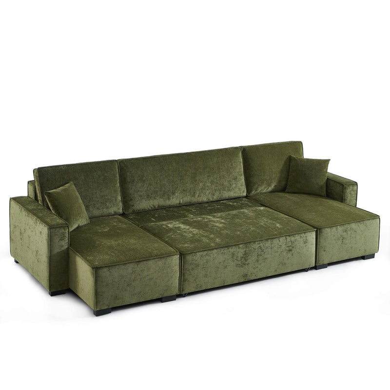 Canapé Panoramique Convertible - Gavi - 6 Places - Tissu - Vert