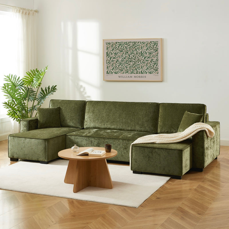 Canapé Panoramique Convertible - Gavi - 6 Places - Tissu - Vert