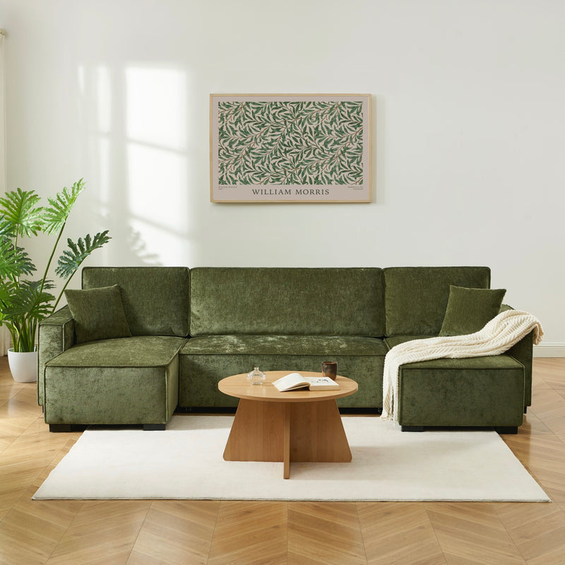 Canapé Panoramique Convertible - Gavi - 6 Places - Tissu - Vert