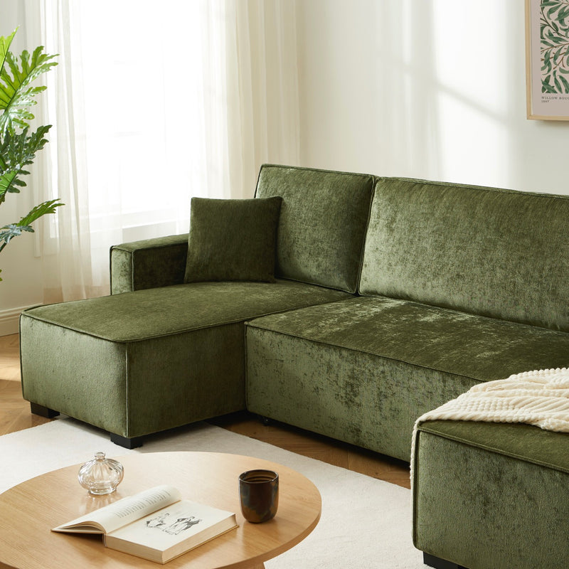 Canapé Panoramique Convertible - Gavi - 6 Places - Tissu - Vert