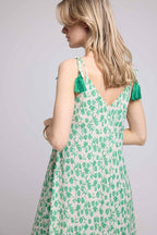 Vestido Largo De Tirantes - Flores Verdes