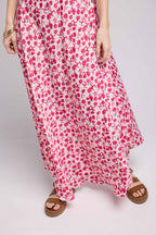 Vestido Largo Sin Tirantes - Flores Rojas