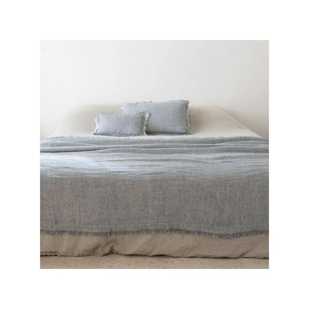 Double-Layer Linen Gauze Throw - Gazelle - Nile Blue