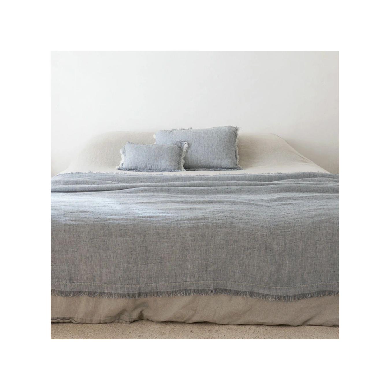 Double-Layer Linen Gauze Throw - Gazelle - Nile Blue