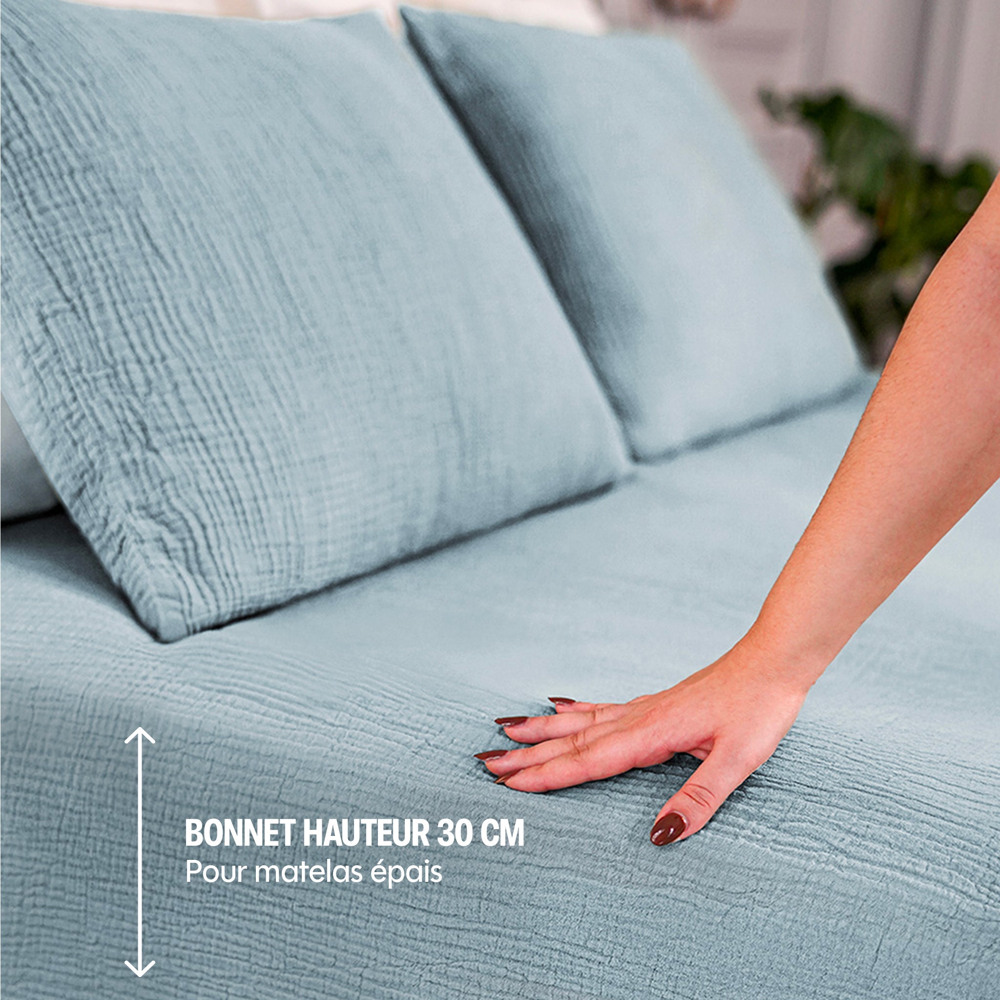 Drap housse gaze de coton - 4 coloris au choix