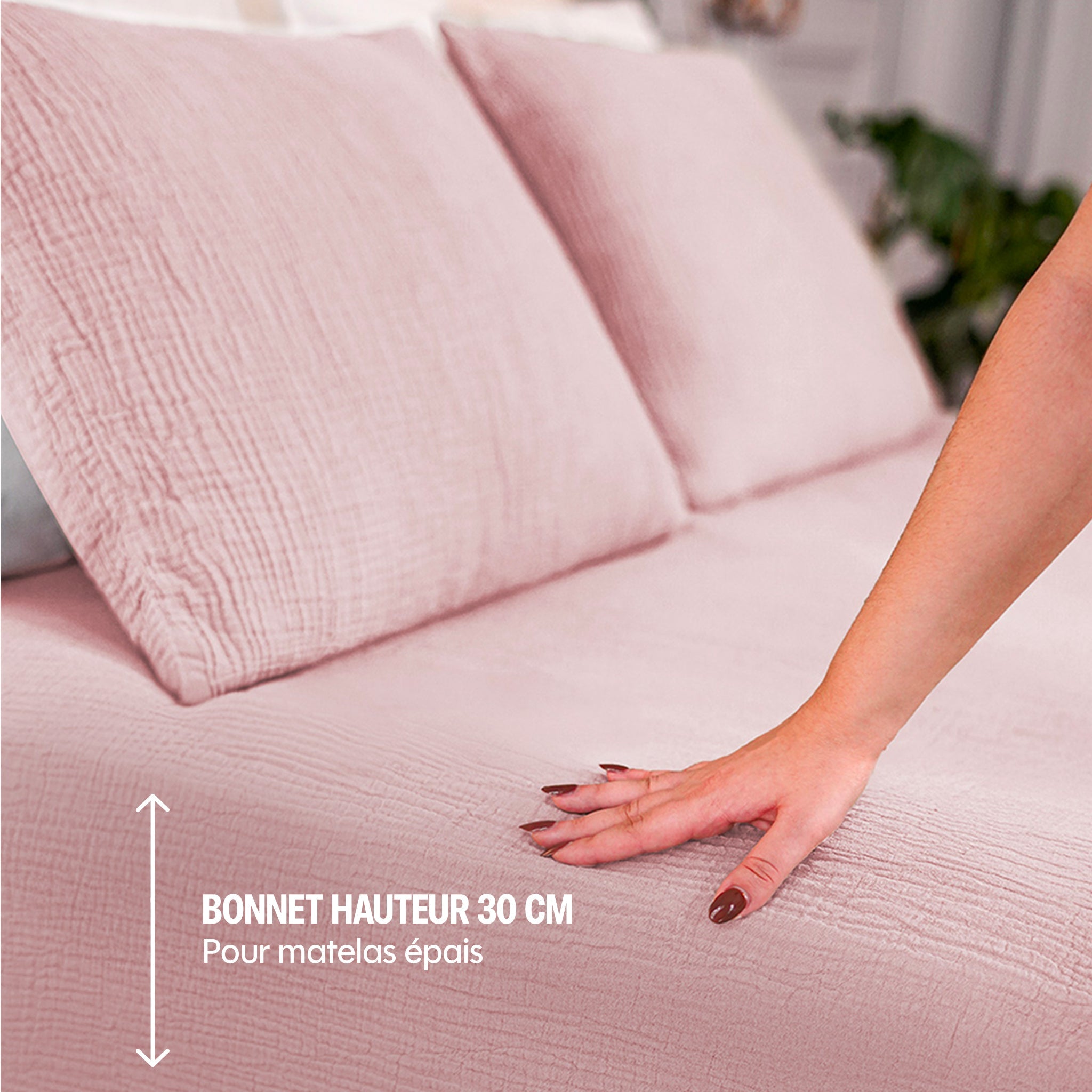 Drap housse gaze de coton - 4 coloris au choix