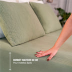 Drap housse gaze de coton - 4 coloris au choix