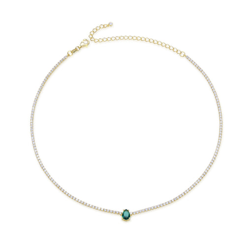 Choker Tennis Éclat Vert - Doré
