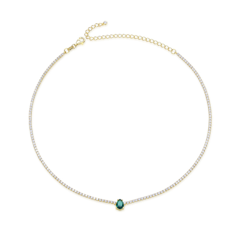 Choker Tennis Éclat Vert - Doré