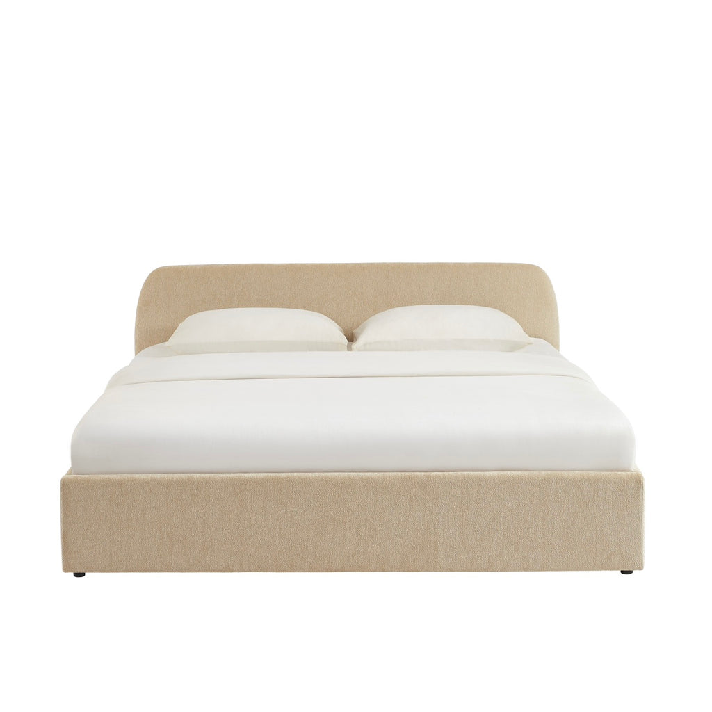 Gela - Cama canapé con somier incluido - Tejido de chenilla - Gris topo