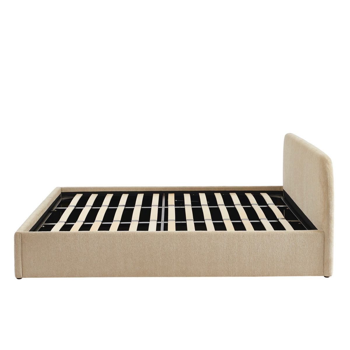 Gela - Cama canapé con somier incluido - Tejido de chenilla - Gris topo