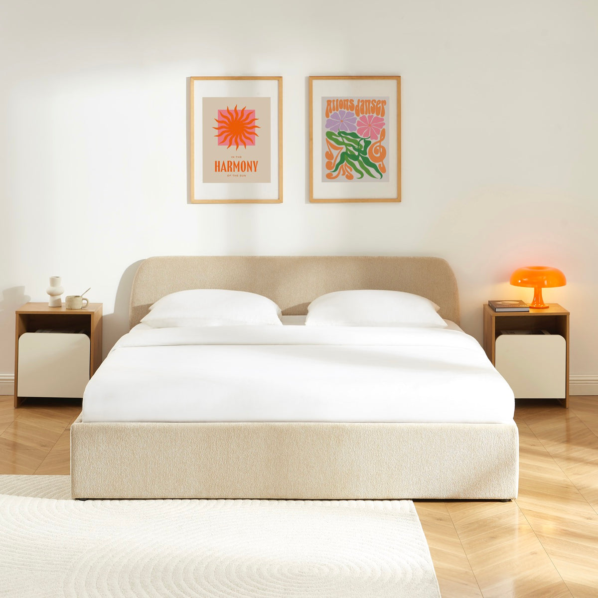 Gela - Cama canapé con somier incluido - Tejido de chenilla - Gris topo