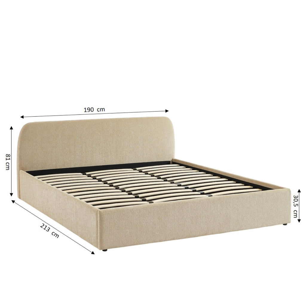 Gela - Cama canapé con somier incluido - Tejido de chenilla - Gris topo