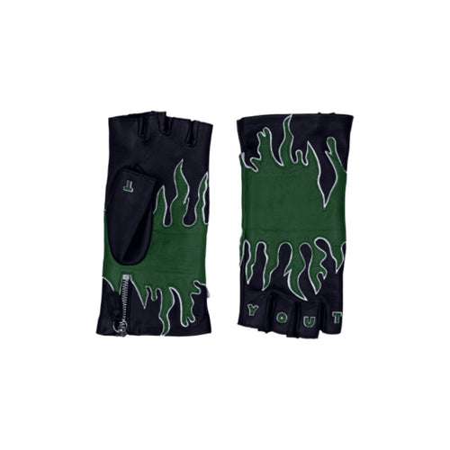 Mitaines Gemma Cuir Doublé Soie - Noir/Evergreen - Femme