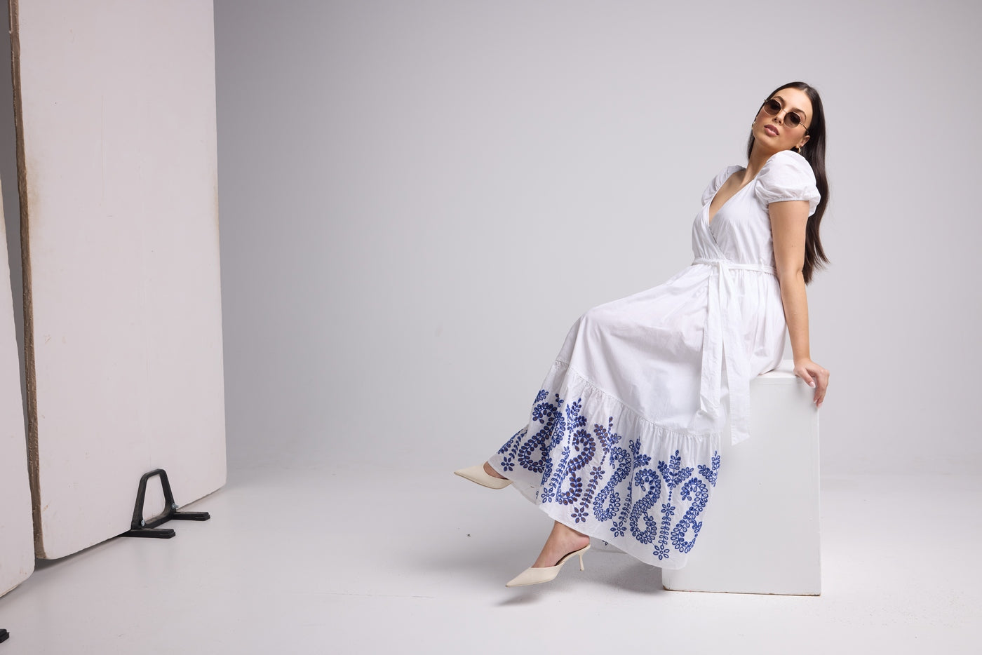 Robe Longue - Gena - Blanc Bleu