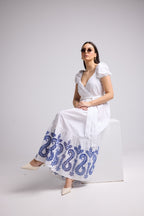 Robe Longue - Gena - Blanc Bleu