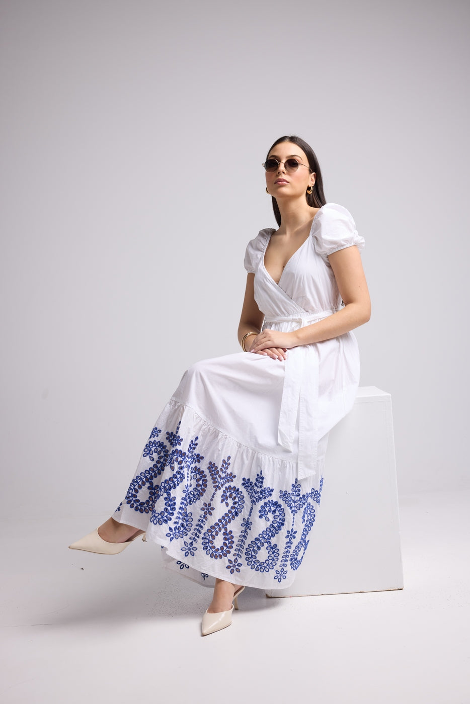 Robe Longue - Gena - Blanc Bleu