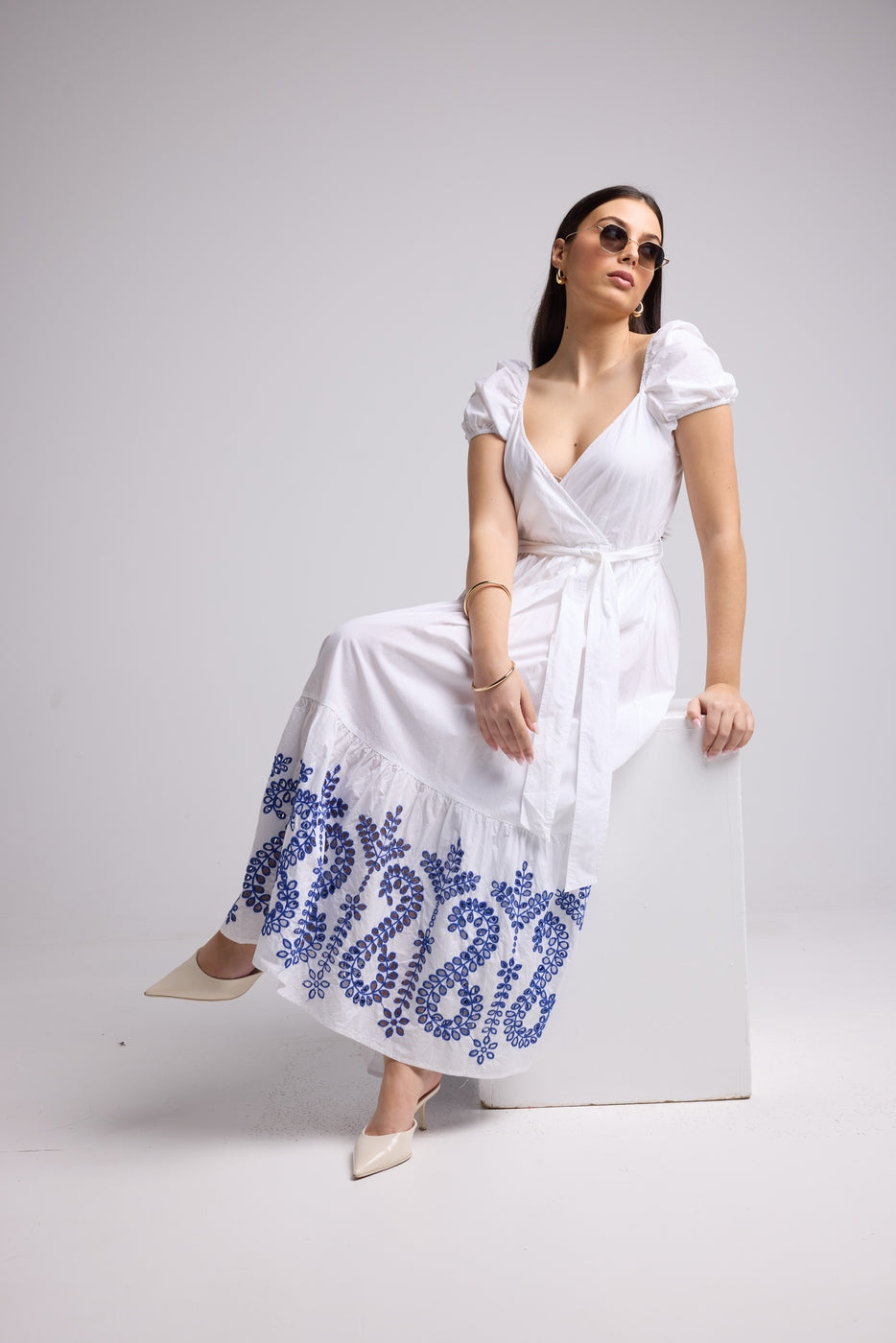 Robe Longue - Gena - Blanc Bleu