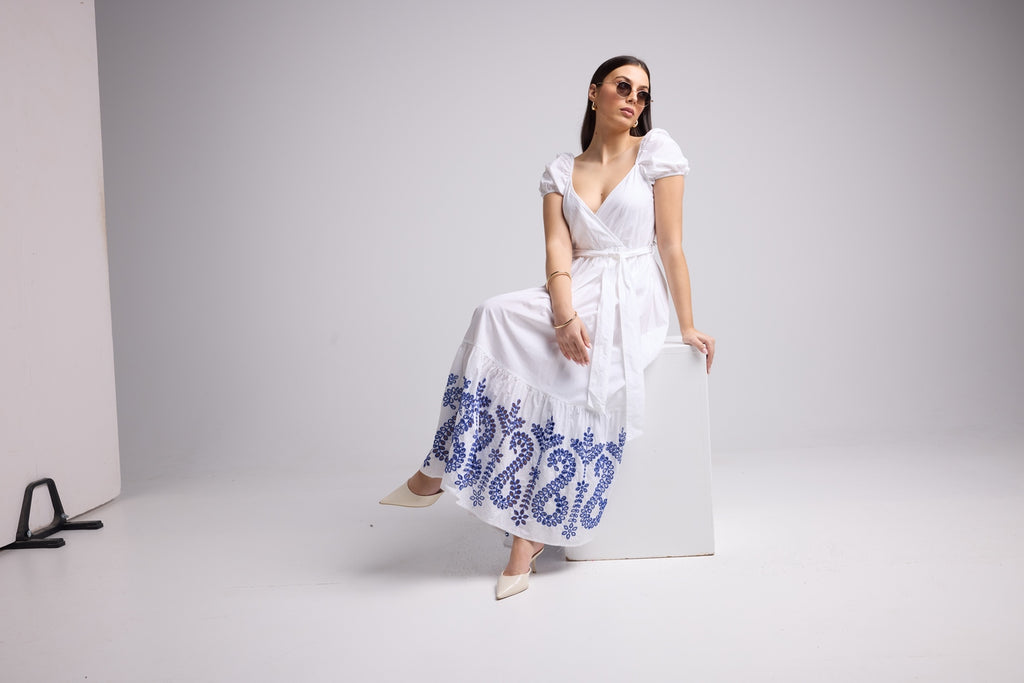 Robe Longue - Gena - Blanc Bleu