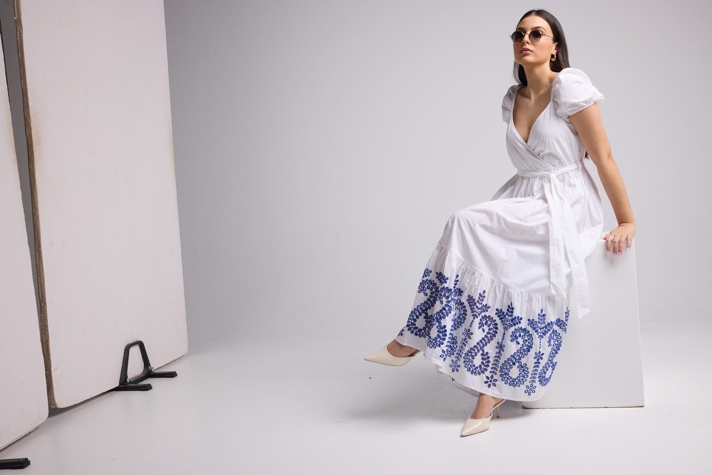 Robe Longue - Gena - Blanc Bleu