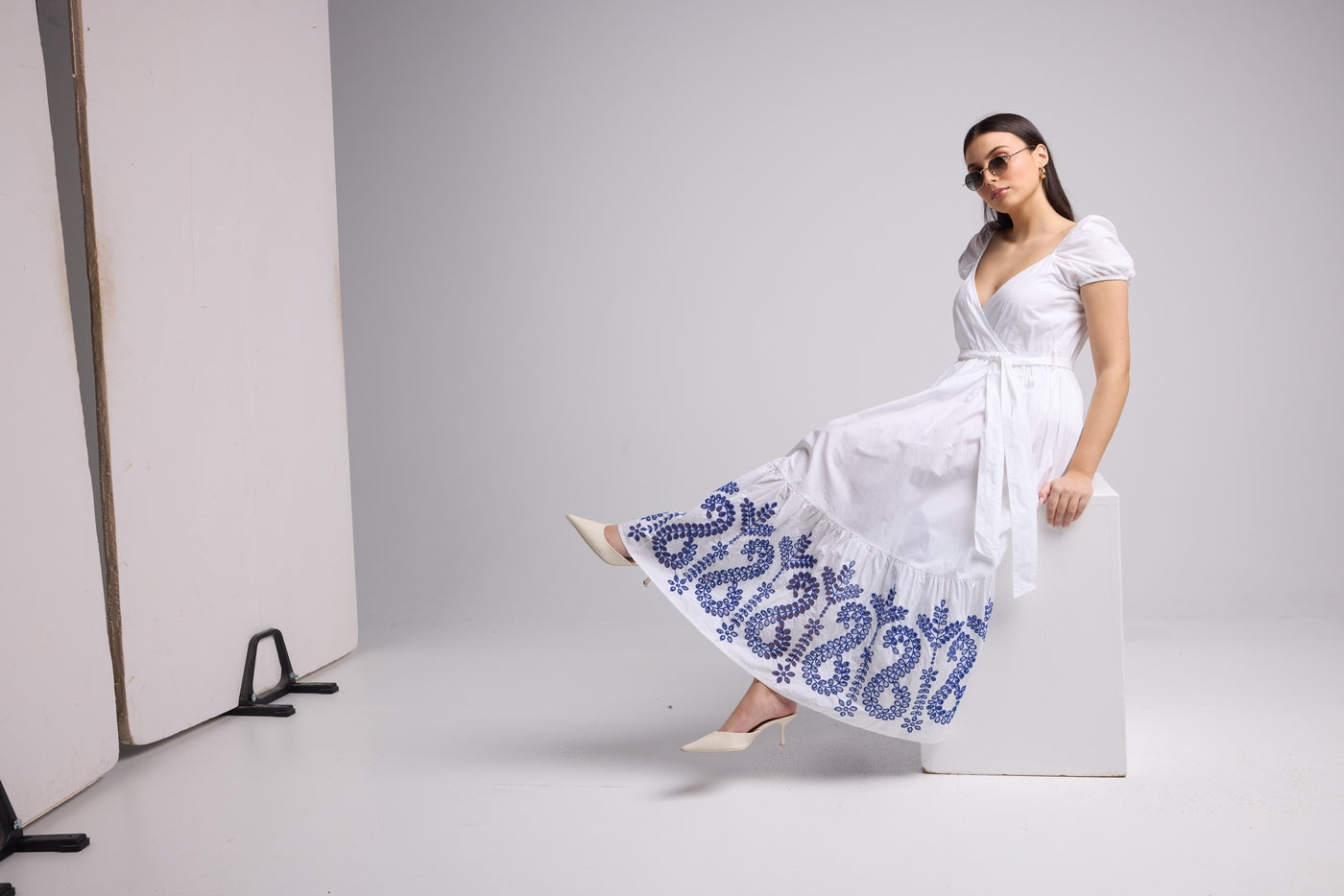 Robe Longue - Gena - Blanc Bleu