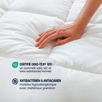 Couette légère temperée 100% fibres creuses siliconnées, enveloppe coton
