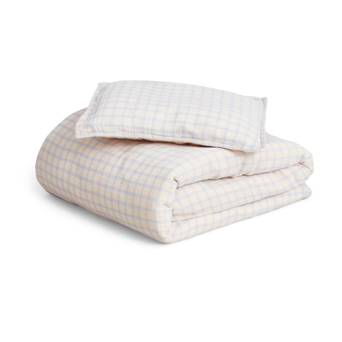 Junior Muslin Bedding Set - Sky Blue Gingham
