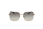 Luxury Eyewear – Okulary przeciwsłoneczne - Gucci, kwadratowe okulary przeciwsłoneczne, złota oprawka, szare cieniowane szkła, widok z przodu