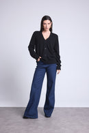 Boyfriend Cardigan Col V Giada - Noir - Femme
